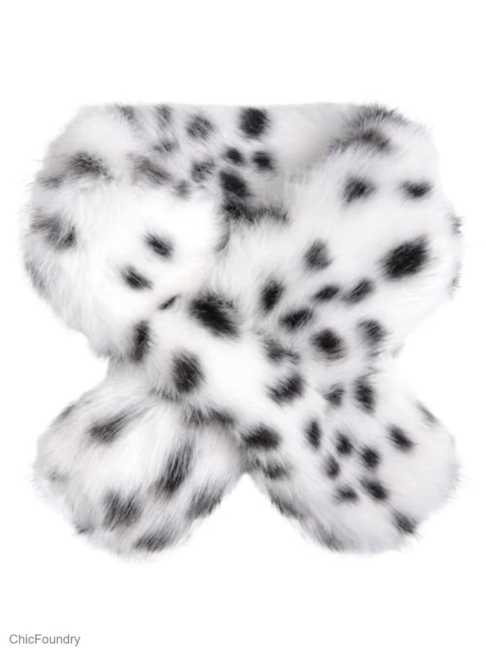 Faux Fur Spot Print Neck Warmer Scarf Cross-Through Winter Shawl 33 Inch